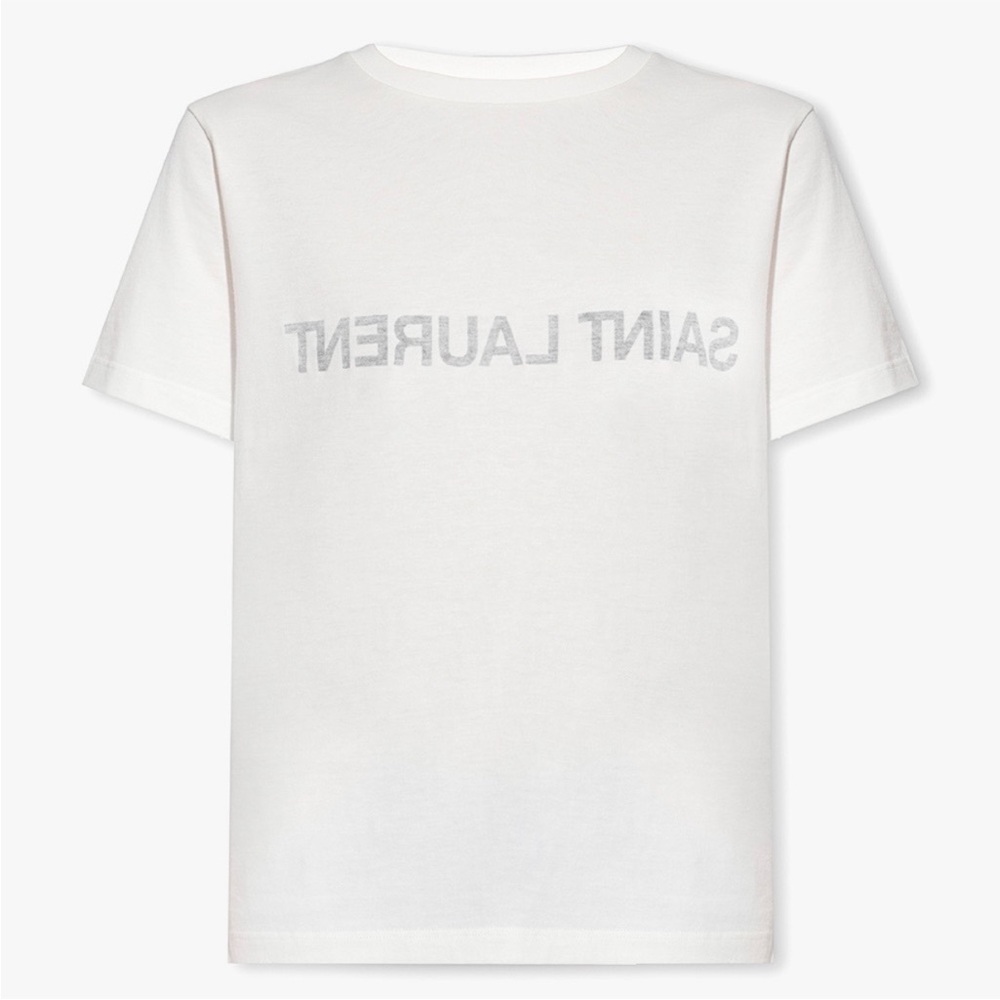 Saint Laurent White Tee with reverse Logo